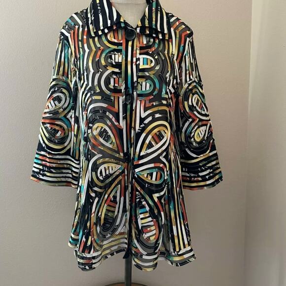 Damee Inc. Butterfly‎ Pattern Swing Jacket/Overblouse Sz L - Picture 8 of 8